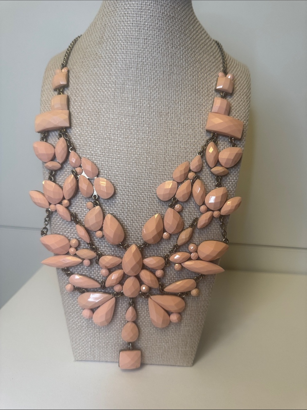 Peach Statement Bib Necklace - Women Jewelry